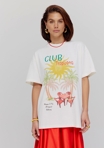 HARPER AND YVE - T-SHIRT "TROPICAL" BLANC CASSÉ