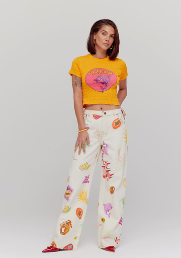 HARPER AND YVE - "TROPICANA" JEANS OFF-WHITE MULTI
