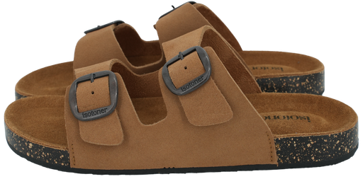 ISOTONER - CAMEL SANDALEN MET DUBBELE BANDJES