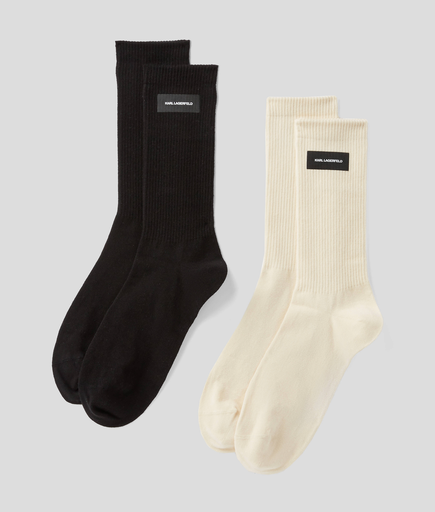 KARL LAGERFELD - "K/ESSENTIAL" BLACK AND BEIGE SOCKS