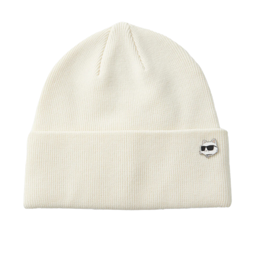 KARL LAGERFELD - BONNET "IKON CHOUPETTE PIN" CRÈME