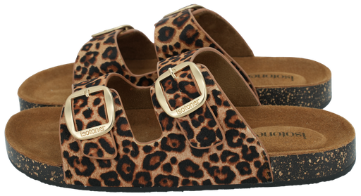 ISOTONER – SANDALEN MIT DOPPELTEM LEOPARDENRIEMEN