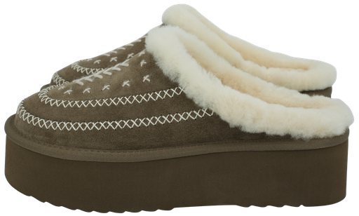 MISS OLIVIA - „IVY“ TAUPE PELZGEFÜTTERTE CLOGS