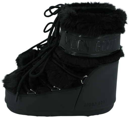 MOON BOOT - SCHWARZE „ICON LOW FAUX FUR“-STIEFEL