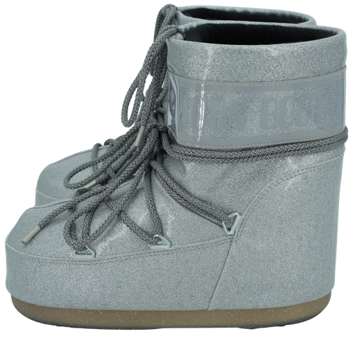 MOON BOOT - SILBERNE "ICON LOW GLITTER" STIEFEL