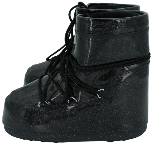 MOON BOOT - ZWARTE "ICON LOW GLITTER" LAARZEN