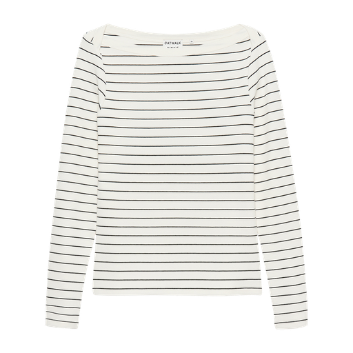 CATWALK JUNKIE - LONG-SLEEVED, BOAT NECK STRIPED T-SHIRT
