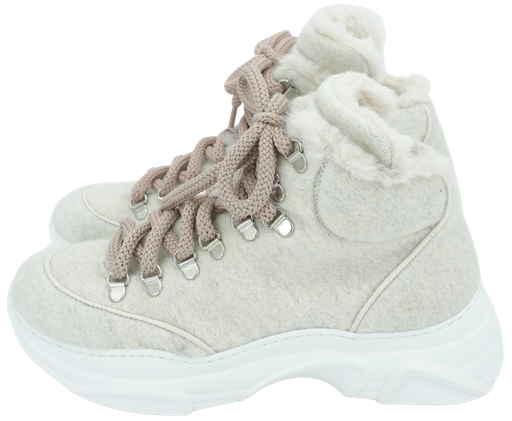 PRIMABASE - GREY WOOL SNEAKERS WITH FUR