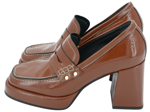 JANET&JANET - COGNAC HEELED MOCCASINS